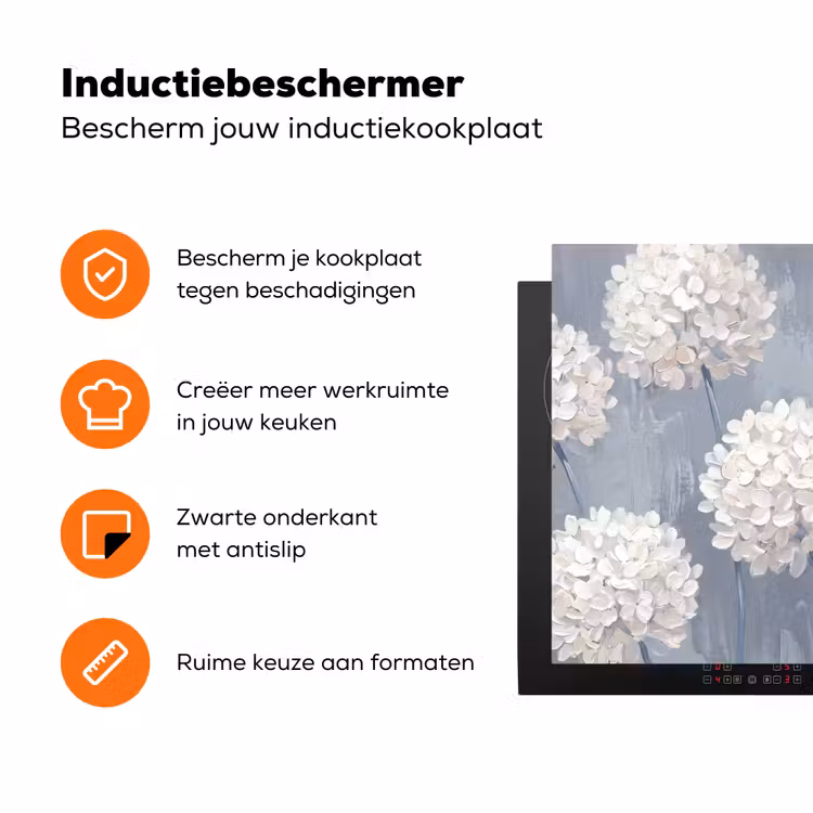 Bloemen - Illustratie - Blauw Inductie beschermer vinyl 3mm klein -zzzzzzz-td-ups
