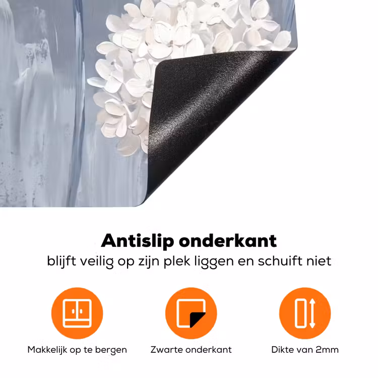 Bloemen - Illustratie - Blauw Inductie beschermer vinyl 3mm klein -zzzzzzz-td-onderkant