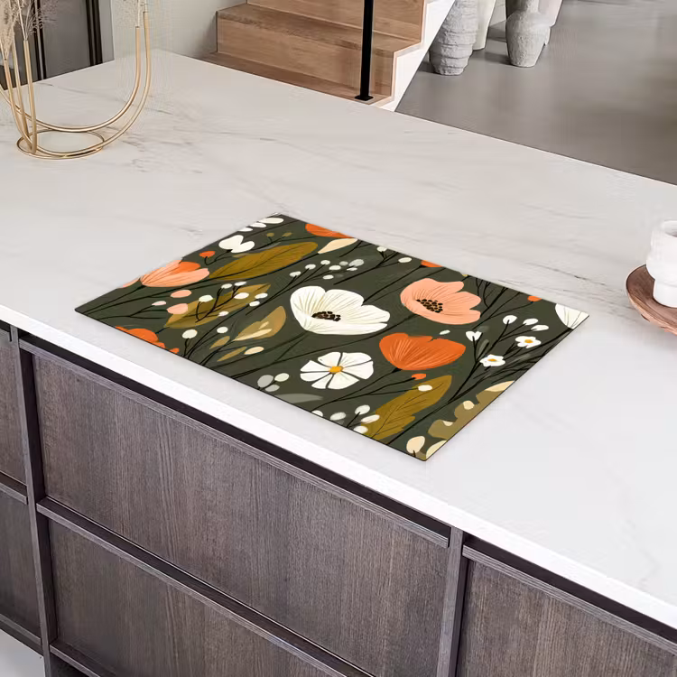 Bloemen - Illustratie - Groen Inductie beschermer vinyl 3mm klein -sfeer8