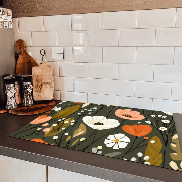 Bloemen - Illustratie - Groen Inductie beschermer vinyl 3mm klein -sfeer3