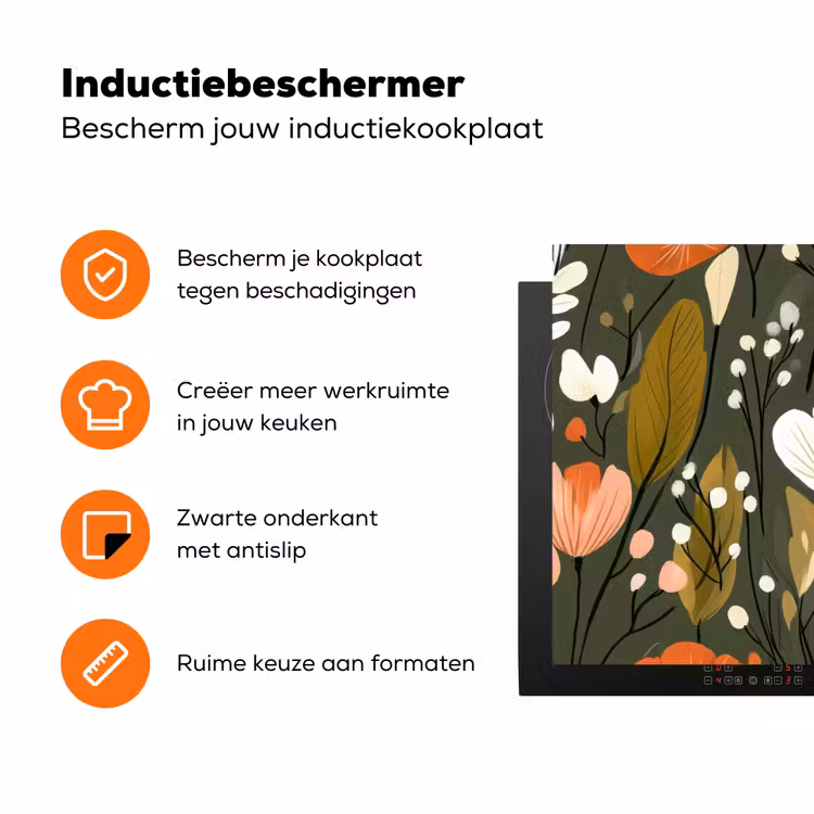 Bloemen - Illustratie - Groen Inductie beschermer vinyl 3mm klein -zzzzzzz-td-ups