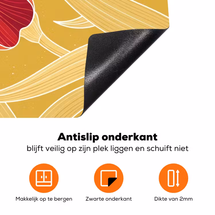 Inductiebeschermer - Bloemen - Illustratie - Rood - Bloemen - Illustratie - Rood Inductie beschermer vinyl 3mm klein