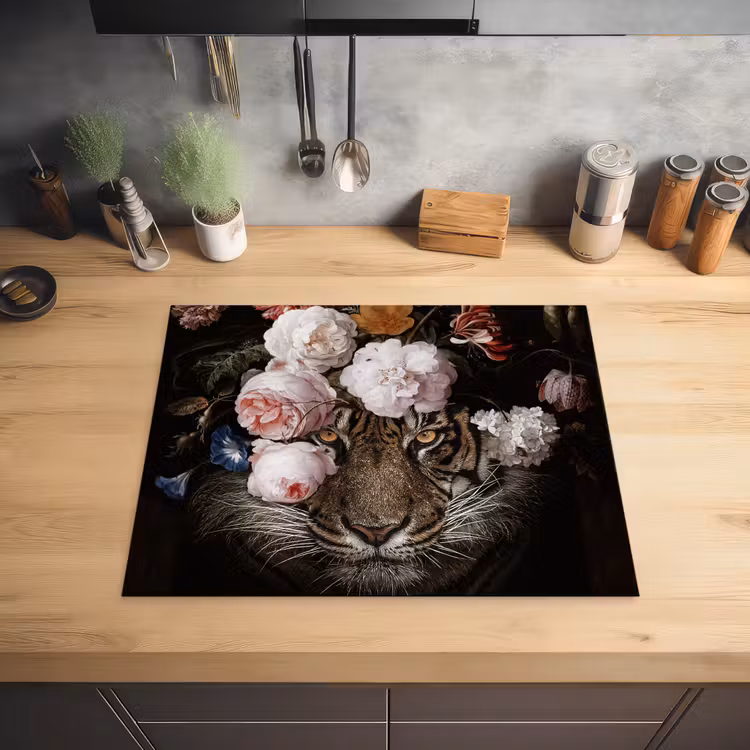 Bloemen - Jan Davidsz de Heem - Tijger - Schilderij - Stilleven - Oude meesters Inductie beschermer vinyl 3mm groot -sfeer5