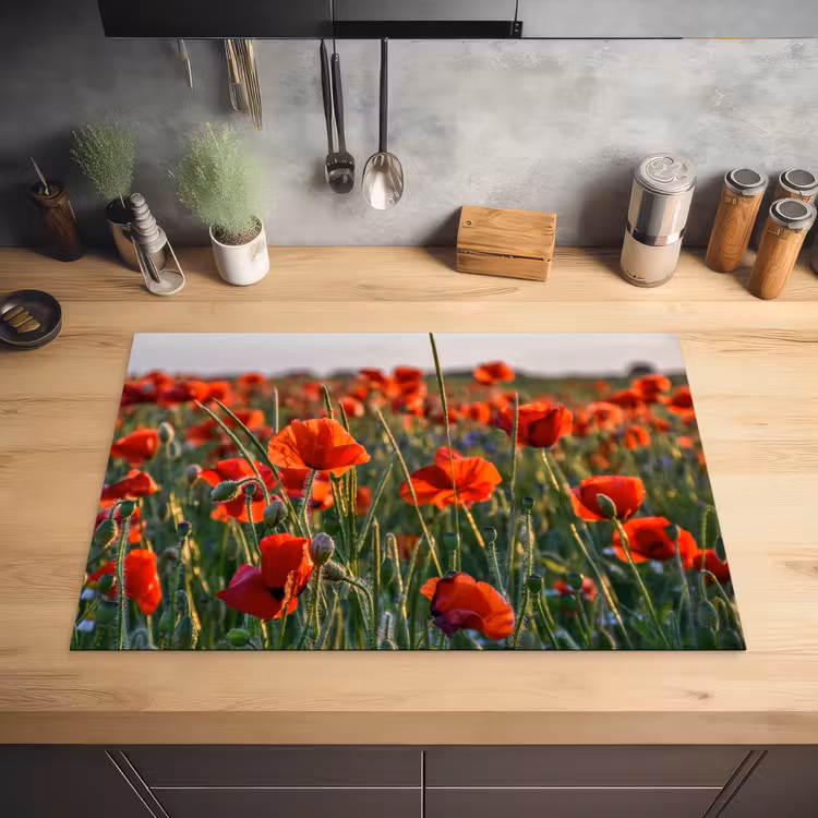 Bloemen - Klaprozen - Natuur - Rood Inductie beschermer vinyl 3mm klein -sfeer5