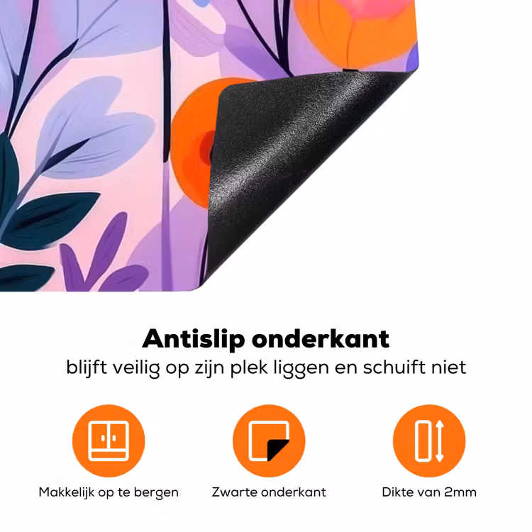 Bloemen - Kleurrijk - Bladeren Inductie beschermer vinyl 3mm klein -zzzzzzz-td-onderkant