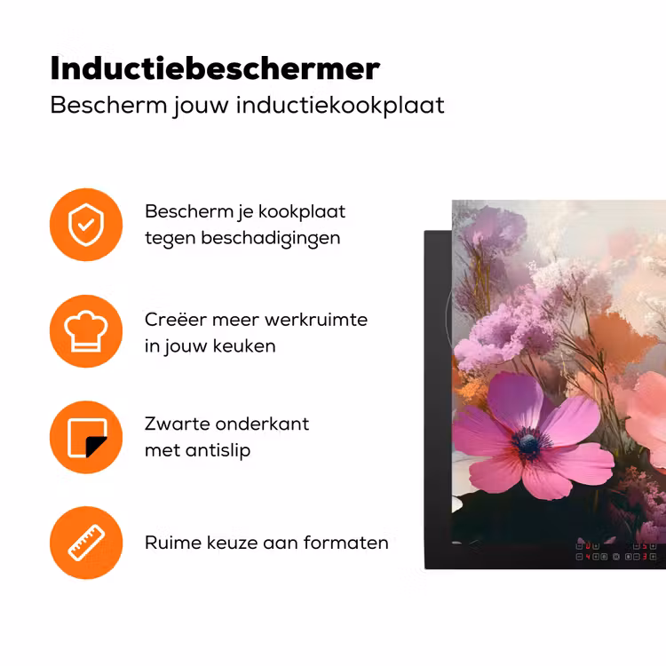 Bloemen - Kleurrijk - Bloei Inductie beschermer vinyl 3mm klein -zzzzzzz-td-ups