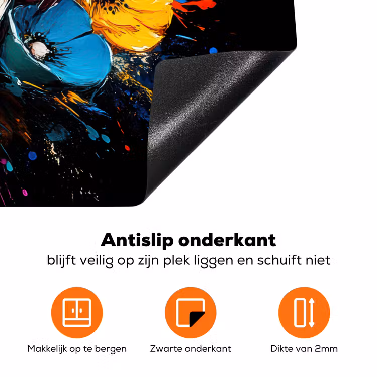 Bloemen - Kleurrijk - Graffiti - Modern - Boeket Inductie beschermer vinyl 3mm klein -zzzzzzz-td-onderkant