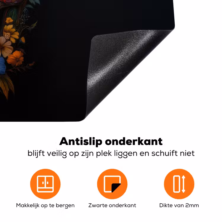 Bloemen - Kleurrijk - Schedel Inductie beschermer vinyl 3mm klein -zzzzzzz-td-onderkant