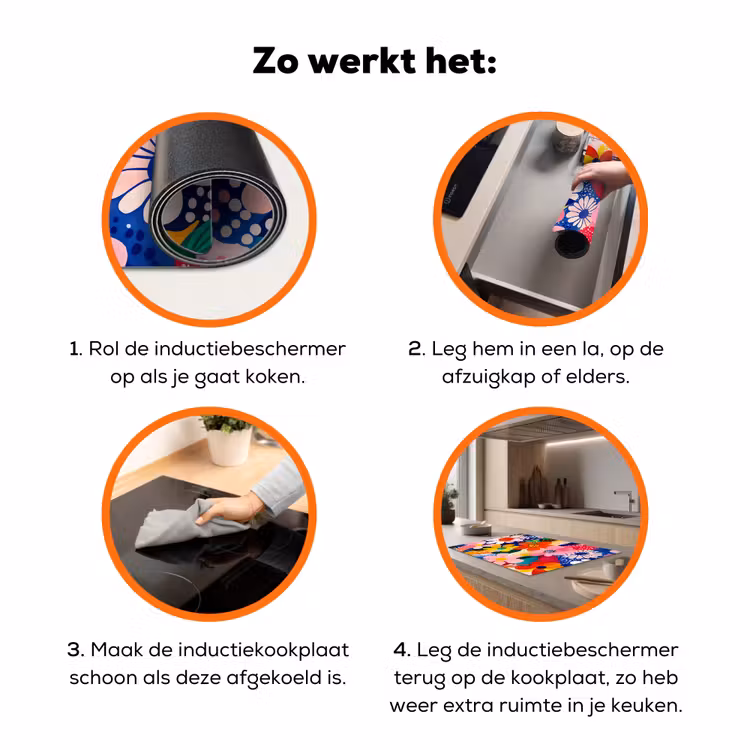 Bloemen - Kleurrijk - Stippen Inductie beschermer vinyl 3mm klein -zzzzzzz-td-werking