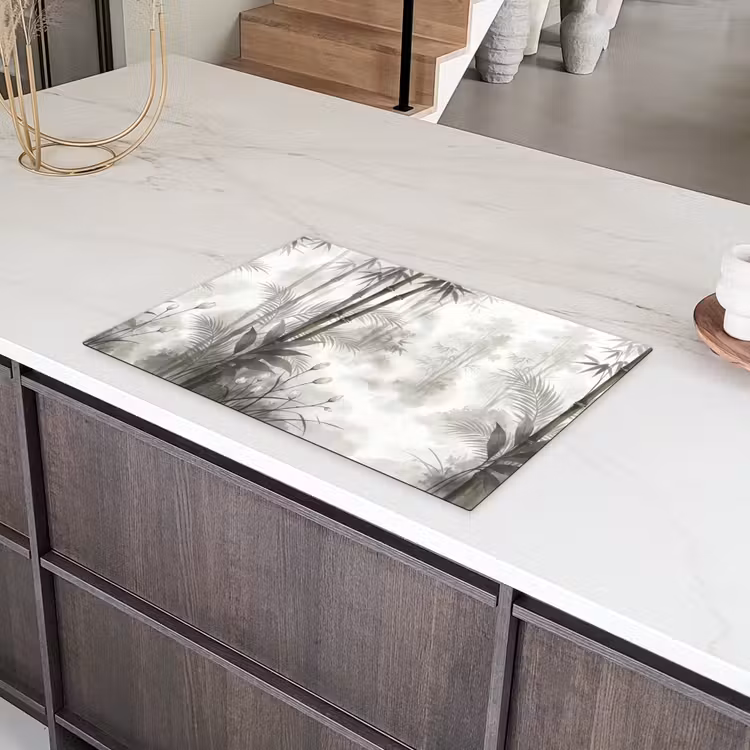 Bloemen - Knop - Tuin - Illustratie - Wit Inductie beschermer vinyl 3mm klein -sfeer8