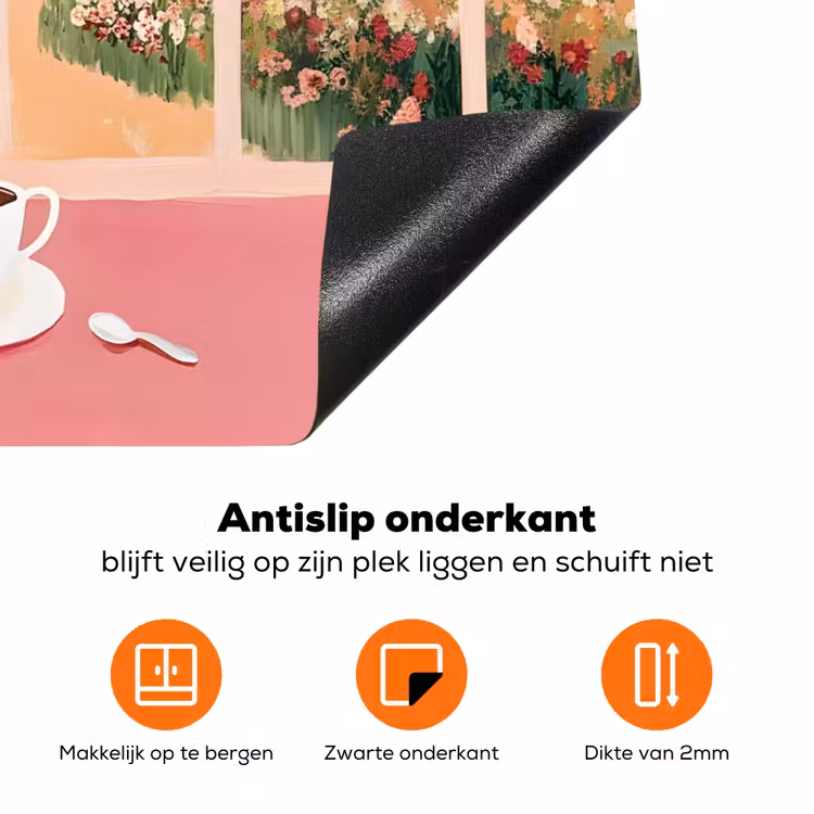 Bloemen - Koffie - Raam Inductie beschermer vinyl 3mm klein -zzzzzzz-td-onderkant