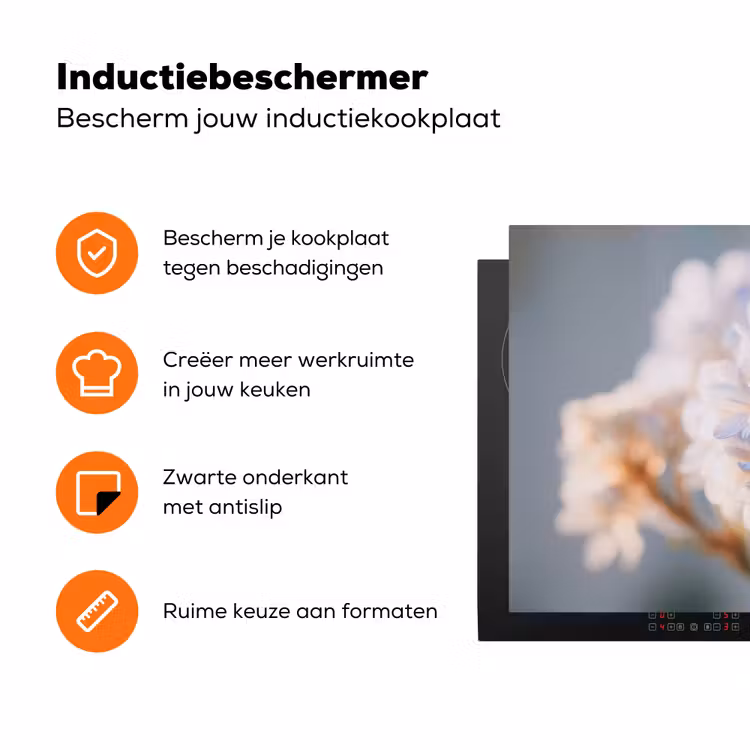 Bloemen - Lichtblauw - Wazig - Trosje Inductie beschermer vinyl 3mm klein -zzzzzzz-td-ups