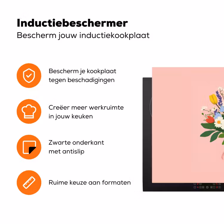 Bloemen - Lint - Kaartje Inductie beschermer vinyl 3mm klein -zzzzzzz-td-ups