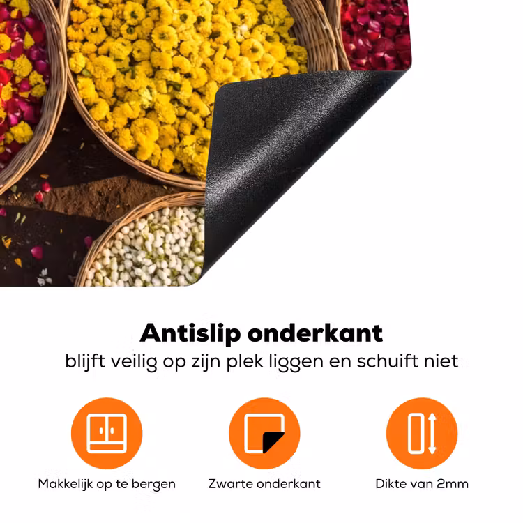 Inductiebeschermer - Bloemen - Markt - Kleurrijk - Bloemen - Markt - Kleurrijk Inductie beschermer vinyl 3mm klein