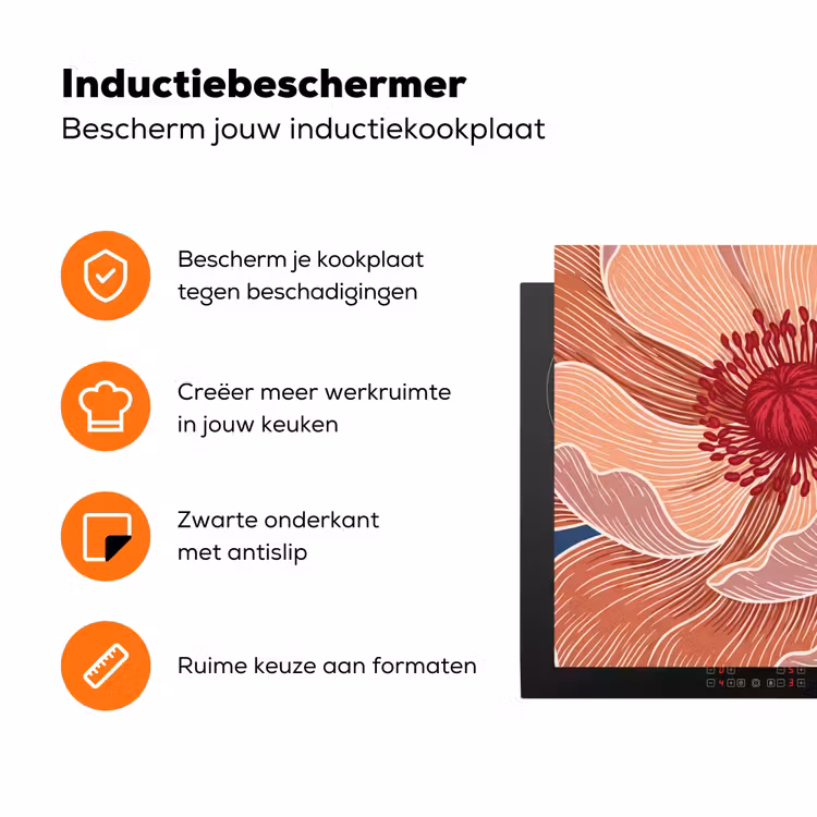 Inductiebeschermer - Bloemen - Modern - Abstract - Bloemen - Modern - Abstract Inductie beschermer vinyl 3mm klein