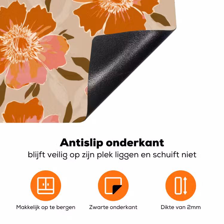 Bloemen - Motief - Retro Inductie beschermer vinyl 3mm klein 276 -zzzzzzz-td-onderkant