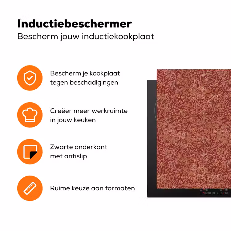 Bloemen - Motief - Rood Inductie beschermer vinyl 3mm klein 276 -zzzzzzz-td-ups