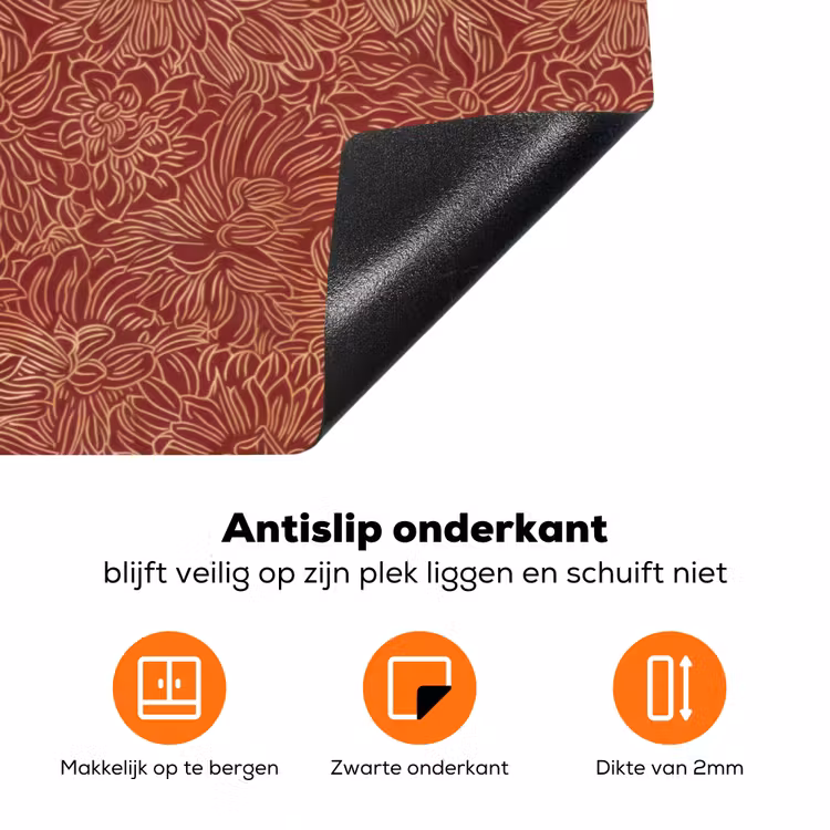 Bloemen - Motief - Rood Inductie beschermer vinyl 3mm klein 276 -zzzzzzz-td-onderkant