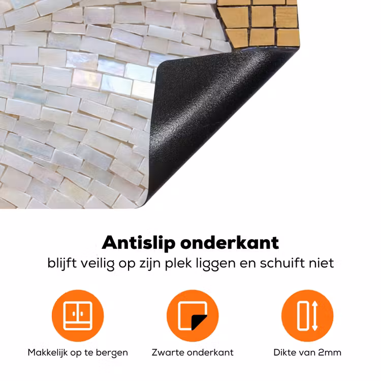 Bloemen - Mozaïek - Kunst - Modern - Goud Inductie beschermer vinyl 3mm klein -zzzzzzz-td-onderkant
