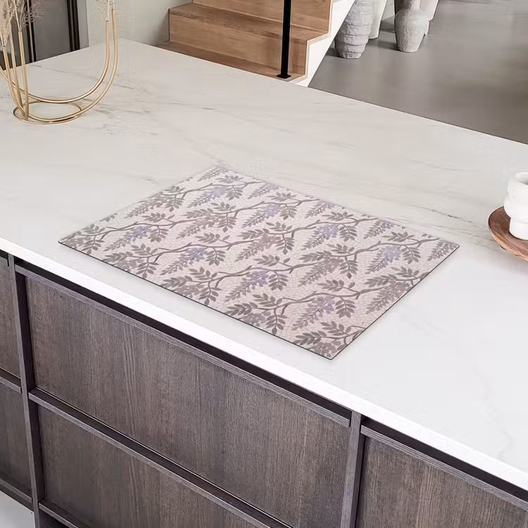 Bloemen - Mozaïek - Natuur - Patroon - Paars Inductie beschermer vinyl 3mm klein -sfeer8