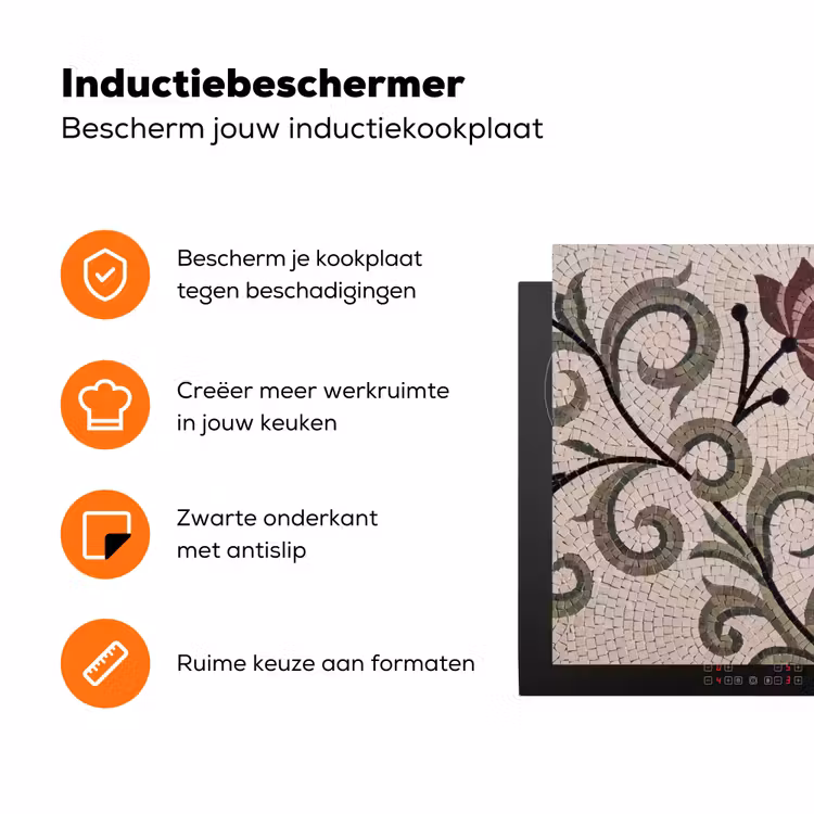 Bloemen - Mozaïek - Patroon - Abstract - Groen Inductie beschermer vinyl 3mm klein -zzzzzzz-td-ups