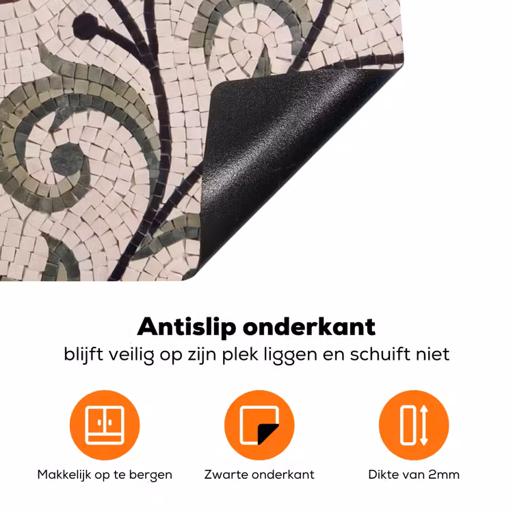 Bloemen - Mozaïek - Patroon - Abstract - Groen Inductie beschermer vinyl 3mm klein -zzzzzzz-td-onderkant