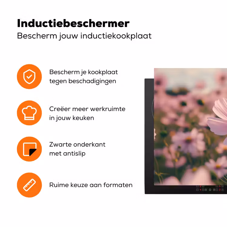Bloemen - Paars - Wazig Inductie beschermer vinyl 3mm klein -zzzzzzz-td-ups