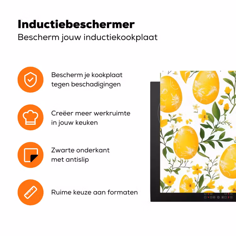Bloemen - Paaseieren - Geel Inductie beschermer vinyl 3mm klein -zzzzzzz-td-ups