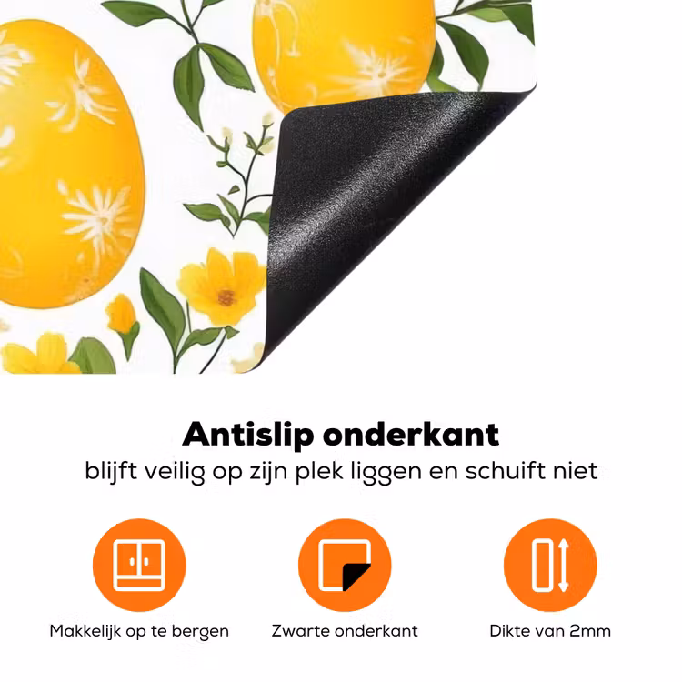 Bloemen - Paaseieren - Geel Inductie beschermer vinyl 3mm klein -zzzzzzz-td-onderkant