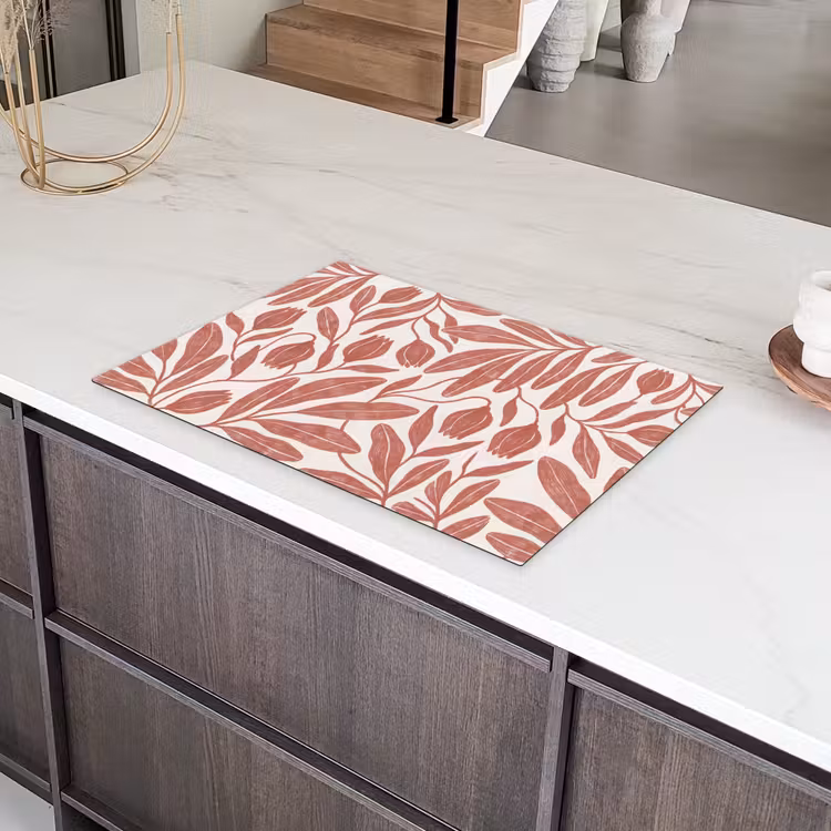 Bloemen - Patroon - Modern - Natuur - Bruin Inductie beschermer vinyl 3mm klein -sfeer8
