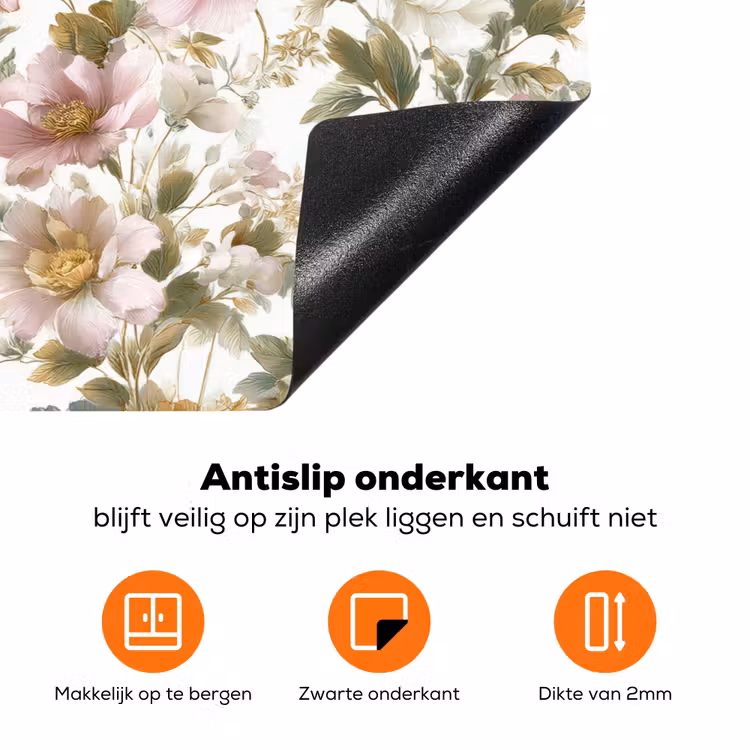 Bloemen - Patroon - Pastel Inductie beschermer vinyl 3mm klein 276 -zzzzzzz-td-onderkant