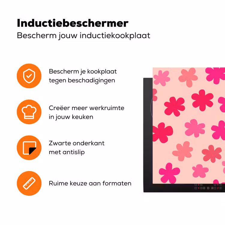 Bloemen - Patroon - Roze Inductie beschermer vinyl 3mm klein -zzzzzzz-td-ups