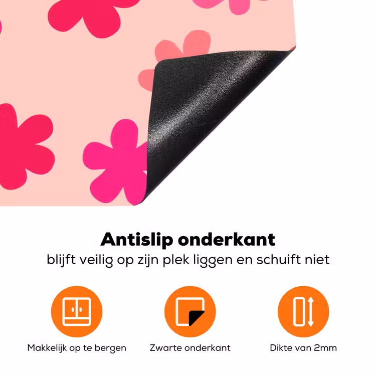 Bloemen - Patroon - Roze Inductie beschermer vinyl 3mm klein -zzzzzzz-td-onderkant