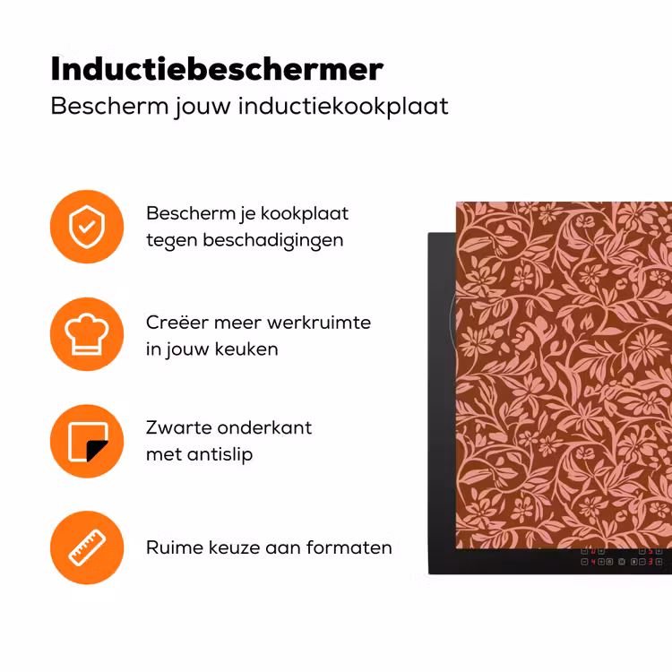 Bloemen - Print - Roze Inductie beschermer vinyl 3mm klein 276 -zzzzzzz-td-ups