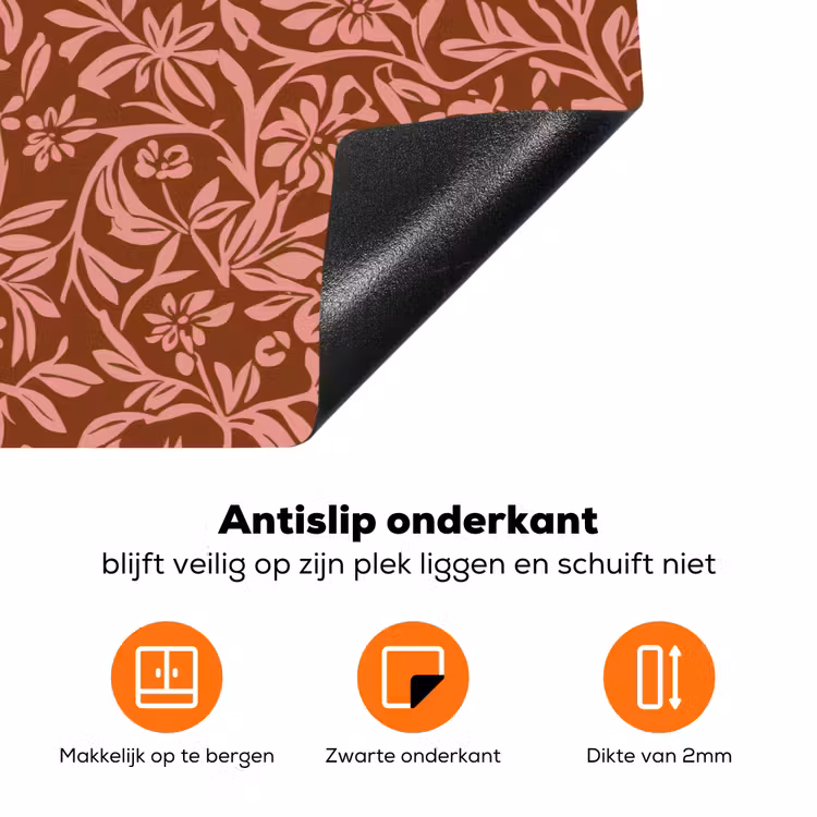 Bloemen - Print - Roze Inductie beschermer vinyl 3mm klein 276 -zzzzzzz-td-onderkant