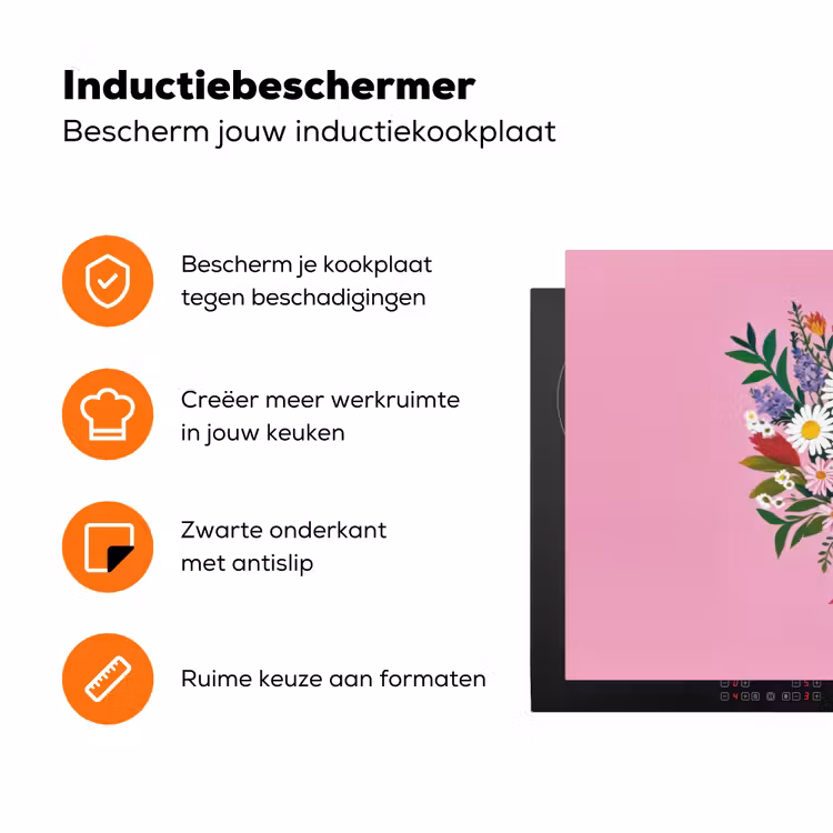 Bloemen - Quote - Kaartje - Kleurrijk Inductie beschermer vinyl 3mm klein -zzzzzzz-td-ups