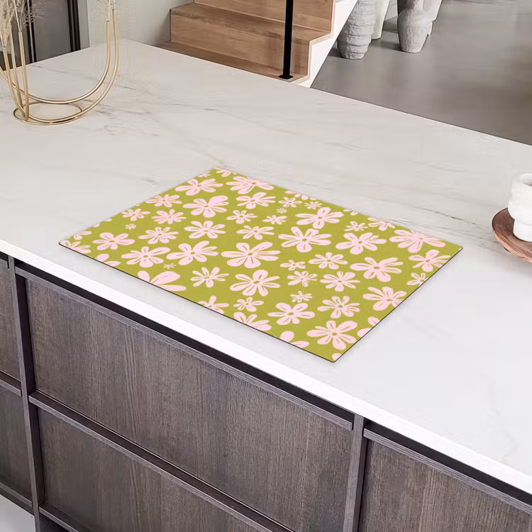Bloemen - Roze - Getekend - Patroon Inductie beschermer vinyl 3mm klein -sfeer8