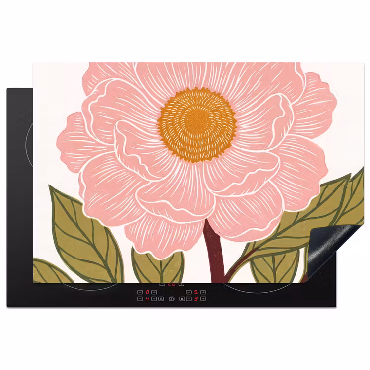 Inductiebeschermer - Bloemen - Roze - Illustratie — 1