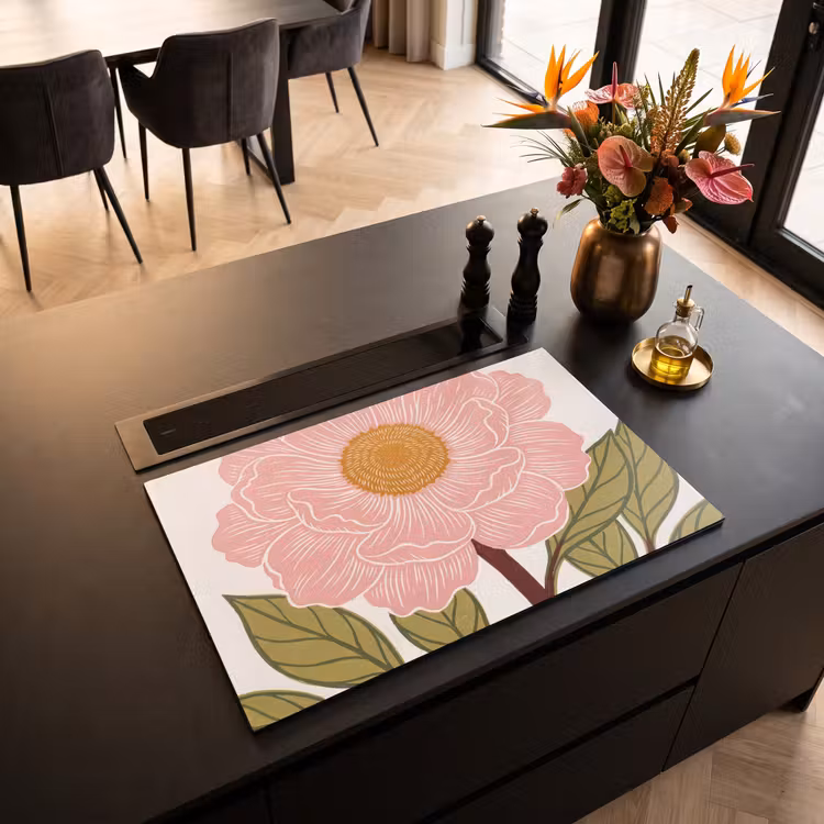 Inductiebeschermer - Bloemen - Roze - Illustratie — 2