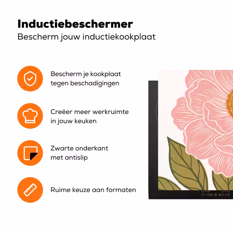 Inductiebeschermer - Bloemen - Roze - Illustratie — 6