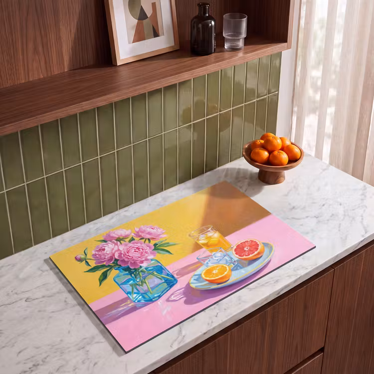 Inductiebeschermer - Bloemen - Roze - Modern - Bloemen - Roze - Modern Inductie beschermer vinyl 3mm klein