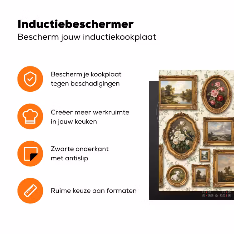 Bloemen - Roze - Stilleven - Klassiek Inductie beschermer vinyl 3mm klein -zzzzzzz-td-ups