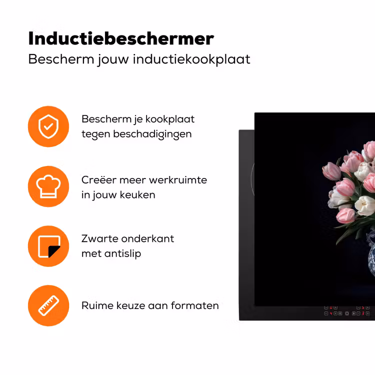 Bloemen - Roze - Tulpen - Vaas Inductie beschermer vinyl 3mm klein -zzzzzzz-td-ups