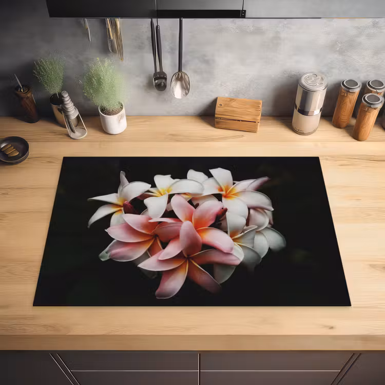 Bloemen - Roze - Zwart - Flora - Botanisch Inductie beschermer vinyl 3mm klein -sfeer5