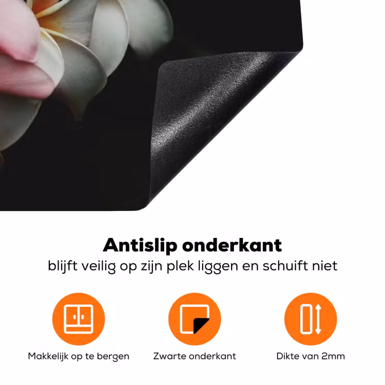 Bloemen - Roze - Zwart - Flora - Botanisch Inductie beschermer vinyl 3mm klein -zzzzzzz-td-onderkant