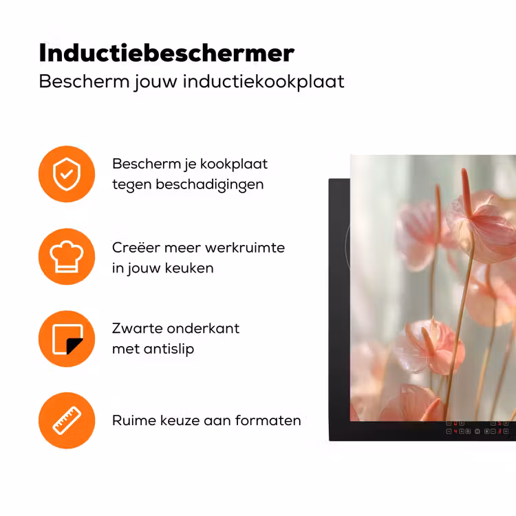 Bloemen - Stelen - Roze - Schaduw Inductie beschermer vinyl 3mm klein -zzzzzzz-td-ups