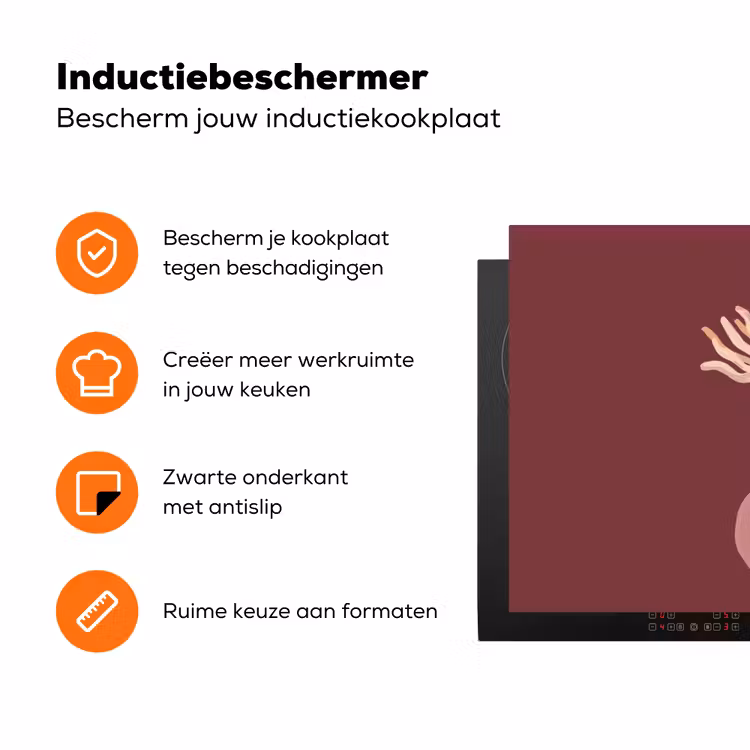 Bloemen - Vaas - Abstract - Modern - Aardetinten Inductie beschermer vinyl 3mm klein -zzzzzzz-td-ups