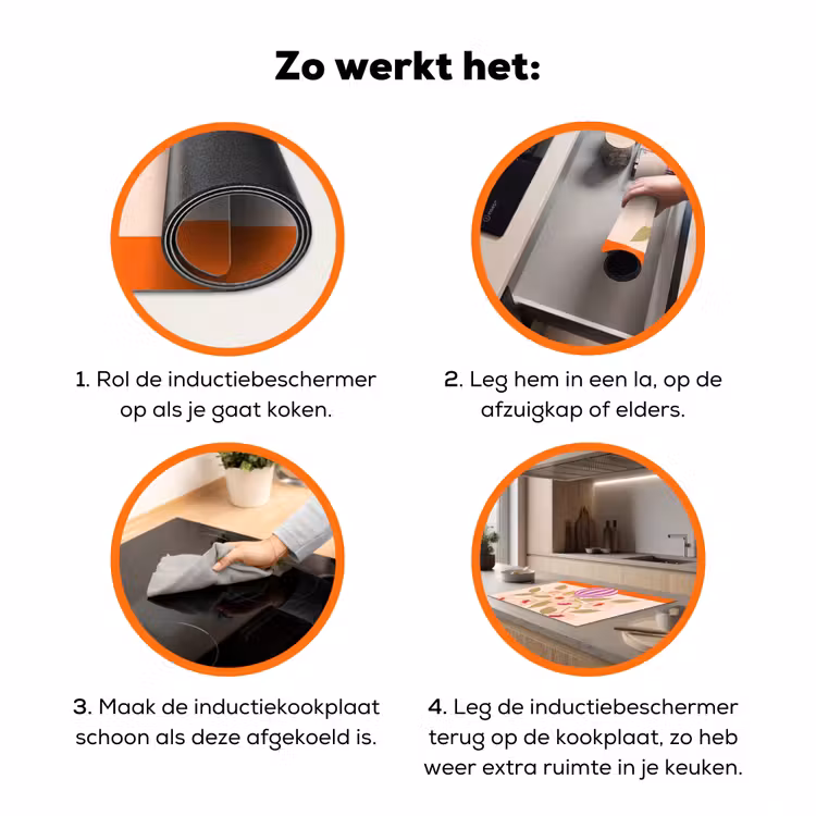 Bloemen - Vaas - Abstract - Paars - Oranje Inductie beschermer vinyl 3mm klein -zzzzzzz-td-werking