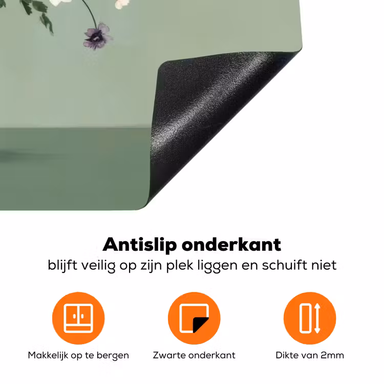 Bloemen - Vaas - Kaartje Inductie beschermer vinyl 3mm klein -zzzzzzz-td-onderkant