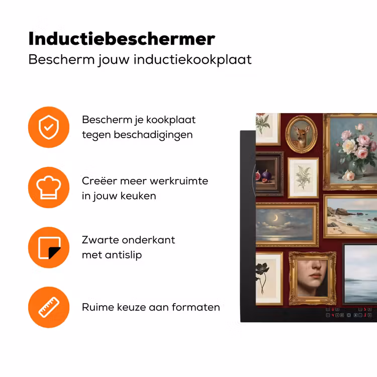 Bloemen - Vaas - Klassiek - Kunst - Rood Inductie beschermer vinyl 3mm klein -zzzzzzz-td-ups